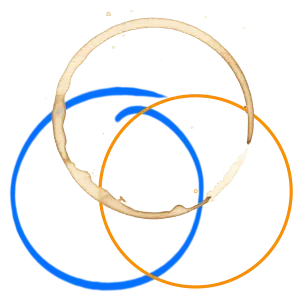 KrijgGrip-logo, drie cirkels in koffie-illustratie