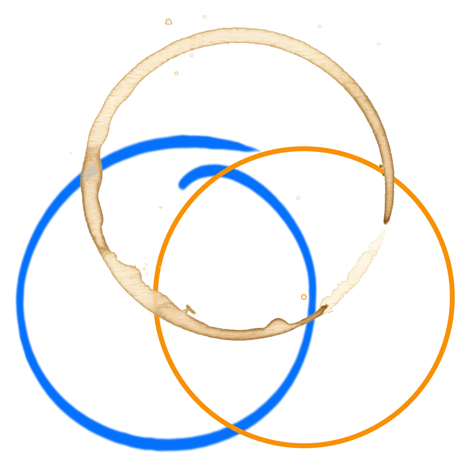 KrijgGrip-logo, drie cirkels in koffie-illustratie